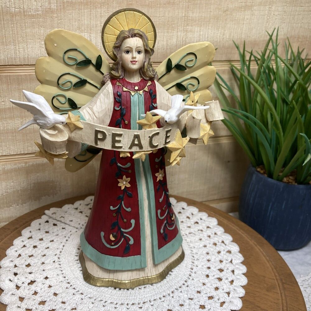 Demdaco Peace Dove Angel 9" Figurine Statue Christmas Decor 2000 W/ Orig. Box